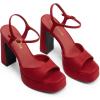 imageDREAM PAIRS Platform Heels for Women Square Toe Chunky High Heels Ankle Strap Sandals for Wedding Party Formal EventRed