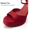 imageDREAM PAIRS Platform Heels for Women Square Toe Chunky High Heels Ankle Strap Sandals for Wedding Party Formal EventRed