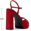 imageDREAM PAIRS Platform Heels for Women Square Toe Chunky High Heels Ankle Strap Sandals for Wedding Party Formal EventRed