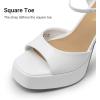 imageDREAM PAIRS Platform Heels for Women Square Toe Chunky High Heels Ankle Strap Sandals for Wedding Party Formal EventWhite
