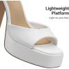 imageDREAM PAIRS Platform Heels for Women Square Toe Chunky High Heels Ankle Strap Sandals for Wedding Party Formal EventWhite