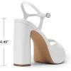 imageDREAM PAIRS Platform Heels for Women Square Toe Chunky High Heels Ankle Strap Sandals for Wedding Party Formal EventWhite