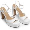 imageDREAM PAIRS Platform Heels for Women Square Toe Chunky High Heels Ankle Strap Sandals for Wedding Party Formal EventWhite
