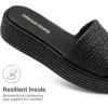 imageDREAM PAIRS Women Platform Slides Sandals Espadrilles Slip On Low Wedge Summer Open Toe Bohemia Dressy Beach Vacation ShoesBlack