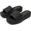 imageDREAM PAIRS Women Platform Slides Sandals Espadrilles Slip On Low Wedge Summer Open Toe Bohemia Dressy Beach Vacation ShoesBlack