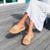 imageDREAM PAIRS Women Platform Slides Sandals Espadrilles Slip On Low Wedge Summer Open Toe Bohemia Dressy Beach Vacation ShoesBrown