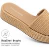 imageDREAM PAIRS Women Platform Slides Sandals Espadrilles Slip On Low Wedge Summer Open Toe Bohemia Dressy Beach Vacation ShoesBrown