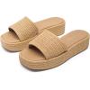 imageDREAM PAIRS Women Platform Slides Sandals Espadrilles Slip On Low Wedge Summer Open Toe Bohemia Dressy Beach Vacation ShoesBrown