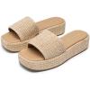 imageDREAM PAIRS Women Platform Slides Sandals Espadrilles Slip On Low Wedge Summer Open Toe Bohemia Dressy Beach Vacation ShoesNatural