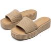 imageDREAM PAIRS Women Platform Slides Sandals Espadrilles Slip On Low Wedge Summer Open Toe Bohemia Dressy Beach Vacation ShoesTaupe