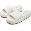 imageDREAM PAIRS Women Platform Slides Sandals Espadrilles Slip On Low Wedge Summer Open Toe Bohemia Dressy Beach Vacation ShoesWhite