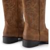 imageDREAM PAIRS Womens Cowboy Cowgirl Boots Embroidered Square Toe Mid Calf Western Boots Fashion Dress Chunky Low Heel Shoes for Theme Party Country ConcertBrown