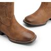 imageDREAM PAIRS Womens Cowboy Cowgirl Boots Embroidered Square Toe Mid Calf Western Boots Fashion Dress Chunky Low Heel Shoes for Theme Party Country ConcertBrown