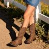 imageDREAM PAIRS Womens Cowboy Cowgirl Boots Embroidered Square Toe Mid Calf Western Boots Fashion Dress Chunky Low Heel Shoes for Theme Party Country ConcertBrown