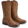 imageDREAM PAIRS Womens Cowboy Cowgirl Boots Embroidered Square Toe Mid Calf Western Boots Fashion Dress Chunky Low Heel Shoes for Theme Party Country ConcertBrown
