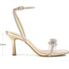 imageDREAM PAIRS Womens Double Bowknots Heels Open Square Toe Ankle Strap Crystal Rhinestone Dress Sandals for Party WeddingLight Gold