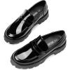 imageDREAM PAIRS Womens Loafers Lug Sole Slip On Platform Chunky Penny Loafers for Women Dressy and Work Business Casual Shoes for WomenBlackpat