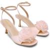 imageDREAM PAIRS Womens Low Kitten Wedding Heels Ankle Strap Square Toe Heeled Sandals Flower Dress ShoesChampagne