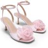 imageDREAM PAIRS Womens Low Kitten Wedding Heels Ankle Strap Square Toe Heeled Sandals Flower Dress ShoesPink
