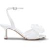 imageDREAM PAIRS Womens Low Kitten Wedding Heels Ankle Strap Square Toe Heeled Sandals Flower Dress ShoesWhitemesh