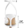 imageDREAM PAIRS Womens Low Kitten Wedding Heels Ankle Strap Square Toe Heeled Sandals Flower Dress ShoesWhitemesh
