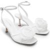 imageDREAM PAIRS Womens Low Kitten Wedding Heels Ankle Strap Square Toe Heeled Sandals Flower Dress ShoesWhitemesh