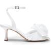 imageDREAM PAIRS Womens Low Kitten Wedding Heels Ankle Strap Square Toe Heeled Sandals Flower Dress ShoesWhitesatin