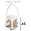 imageDREAM PAIRS Womens Low Kitten Wedding Heels Ankle Strap Square Toe Heeled Sandals Flower Dress ShoesWhitesatin