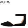 imageDREAM PAIRS Womens Low Wedge Pointed Toe Ankle Strap Dress Comfortable Casual Flats ShoesBlackNubuck