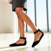 imageDREAM PAIRS Womens Low Wedge Pointed Toe Ankle Strap Dress Comfortable Casual Flats ShoesBlackNubuck