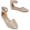 imageDREAM PAIRS Womens Low Wedge Pointed Toe Ankle Strap Dress Comfortable Casual Flats ShoesGoldGlitter