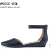 imageDREAM PAIRS Womens Low Wedge Pointed Toe Ankle Strap Dress Comfortable Casual Flats ShoesNavyPu