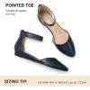 imageDREAM PAIRS Womens Low Wedge Pointed Toe Ankle Strap Dress Comfortable Casual Flats ShoesNavyPu