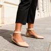 imageDREAM PAIRS Womens Low Wedge Pointed Toe Ankle Strap Dress Comfortable Casual Flats ShoesNudeNubuck