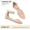 imageDREAM PAIRS Womens Low Wedge Pointed Toe Ankle Strap Dress Comfortable Casual Flats ShoesNudeNubuck