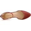 imageDREAM PAIRS Womens Low Wedge Pointed Toe Ankle Strap Dress Comfortable Casual Flats ShoesRedPu