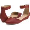imageDREAM PAIRS Womens Low Wedge Pointed Toe Ankle Strap Dress Comfortable Casual Flats ShoesRedPu