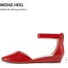 imageDREAM PAIRS Womens Low Wedge Pointed Toe Ankle Strap Dress Comfortable Casual Flats ShoesRedpu1
