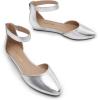 imageDREAM PAIRS Womens Low Wedge Pointed Toe Ankle Strap Dress Comfortable Casual Flats ShoesSilver