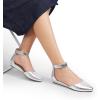 imageDREAM PAIRS Womens Low Wedge Pointed Toe Ankle Strap Dress Comfortable Casual Flats ShoesSilver
