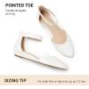 imageDREAM PAIRS Womens Low Wedge Pointed Toe Ankle Strap Dress Comfortable Casual Flats ShoesWhitePu