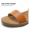 imageDREAM PAIRS Womens One Band Ankle Strap Buckle Flat SandalsTanPu