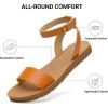 imageDREAM PAIRS Womens One Band Ankle Strap Buckle Flat SandalsTanPu