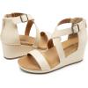 imageDREAM PAIRS Womens Open Toe Buckle Ankle Strap Summer Platform Wedge SandalsBeige