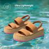 imageDREAM PAIRS Womens Platform Water Sandals Adjustable Lightweight Waterproof Summer Beach Wedge Chunky SandalsCamel