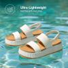 imageDREAM PAIRS Womens Platform Water Sandals Adjustable Lightweight Waterproof Summer Beach Wedge Chunky SandalsWhite