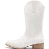 imageDREAM PAIRS Womens Western Cowboy Boots Square Toe Embroidered Mid Calf Boots Western Chunky Low Heel for Country Music Festivals Theme Party and ConcertWhite