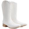 imageDREAM PAIRS Womens Western Cowboy Boots Square Toe Embroidered Mid Calf Boots Western Chunky Low Heel for Country Music Festivals Theme Party and ConcertWhite