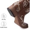 imageDREAM PAIRS Womens Western Cowboy Boots Square Toe Embroidered Mid Calf Boots Western Chunky Low Heel for Country Music Festivals Theme Party and ConcertBrown