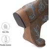 imageDREAM PAIRS Womens Western Cowboy Boots Square Toe Embroidered Mid Calf Boots Western Chunky Low Heel for Country Music Festivals Theme Party and ConcertDark Brown
